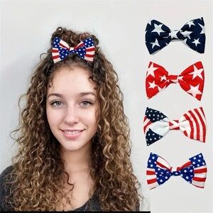 4Pcs Patriotic Hair clip Bow Set